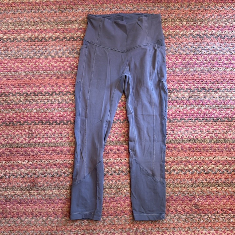 LULULEMON GREY CROP RUN ATHLETIC LEGGINGS